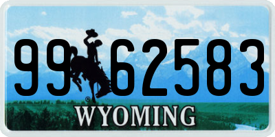 WY license plate 9962583