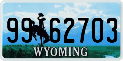 WY license plate 9962703