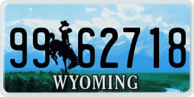 WY license plate 9962718