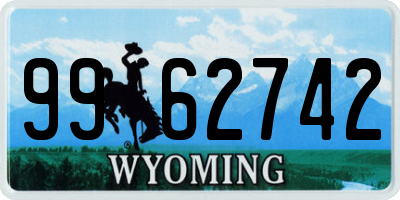 WY license plate 9962742
