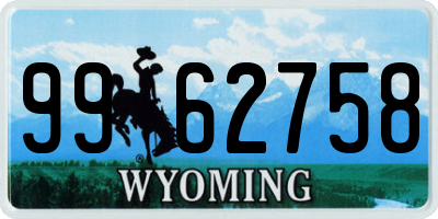 WY license plate 9962758