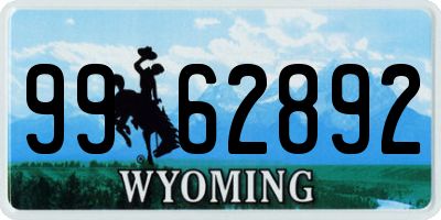 WY license plate 9962892