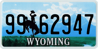 WY license plate 9962947