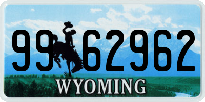 WY license plate 9962962