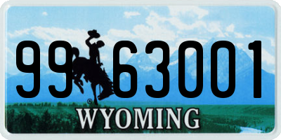 WY license plate 9963001