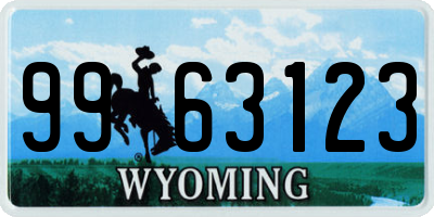 WY license plate 9963123
