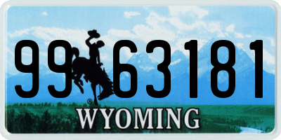 WY license plate 9963181