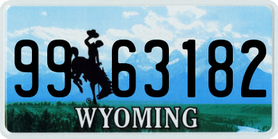 WY license plate 9963182