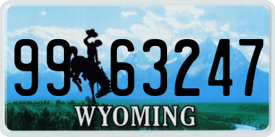 WY license plate 9963247
