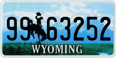 WY license plate 9963252