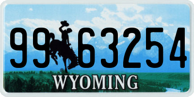 WY license plate 9963254