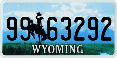 WY license plate 9963292