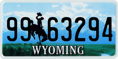 WY license plate 9963294