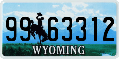 WY license plate 9963312