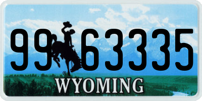WY license plate 9963335