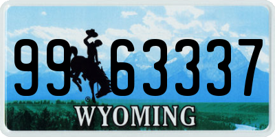 WY license plate 9963337