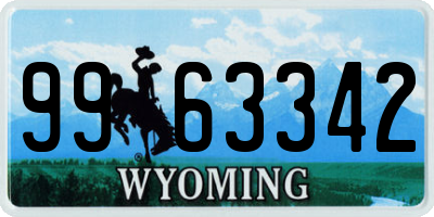 WY license plate 9963342