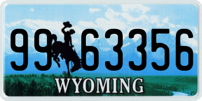 WY license plate 9963356
