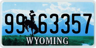 WY license plate 9963357