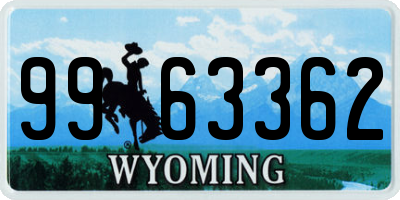 WY license plate 9963362