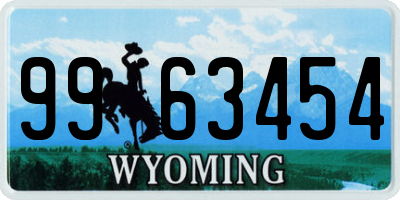 WY license plate 9963454