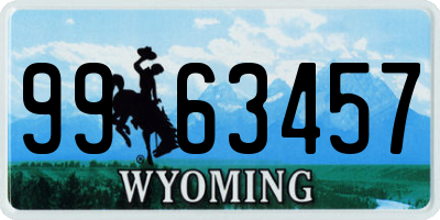 WY license plate 9963457