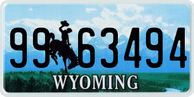 WY license plate 9963494