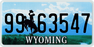WY license plate 9963547