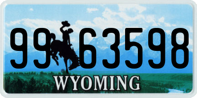 WY license plate 9963598