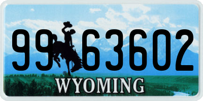 WY license plate 9963602