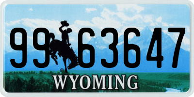 WY license plate 9963647