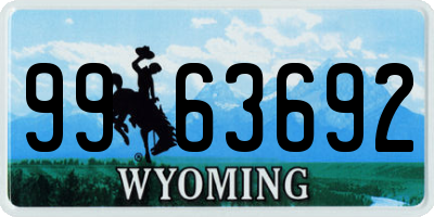 WY license plate 9963692