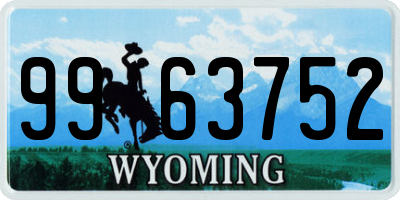 WY license plate 9963752