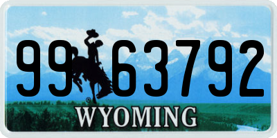 WY license plate 9963792