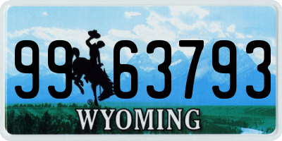 WY license plate 9963793