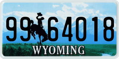 WY license plate 9964018