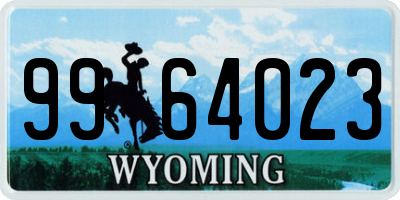 WY license plate 9964023