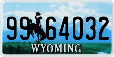 WY license plate 9964032