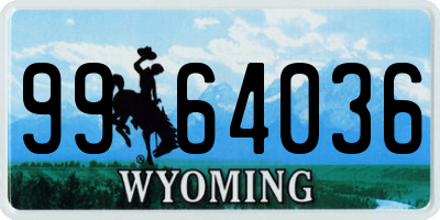 WY license plate 9964036