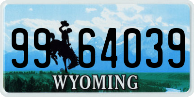 WY license plate 9964039