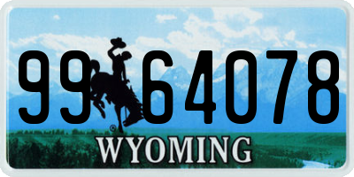 WY license plate 9964078