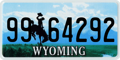 WY license plate 9964292