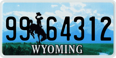 WY license plate 9964312