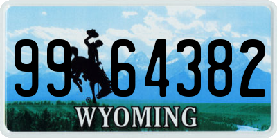 WY license plate 9964382