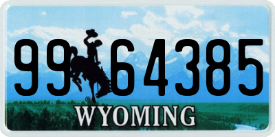 WY license plate 9964385