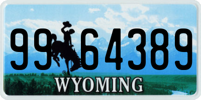 WY license plate 9964389