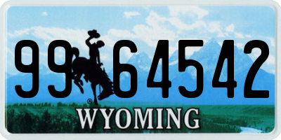 WY license plate 9964542