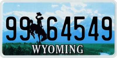 WY license plate 9964549