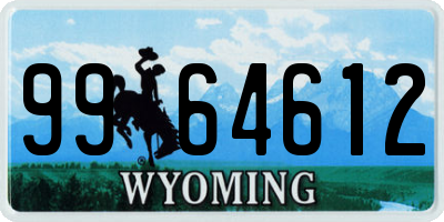 WY license plate 9964612