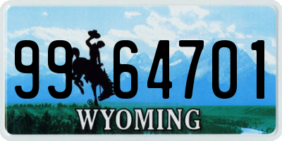 WY license plate 9964701